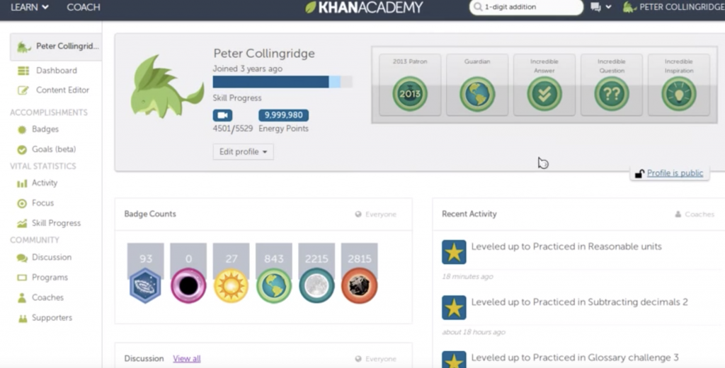 khan academy profile